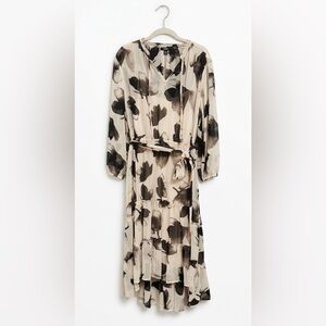 Simply Vera Vera Wang Flowy Floral 3/4 Sleeve Dress Black and Cream Size XXL NWT